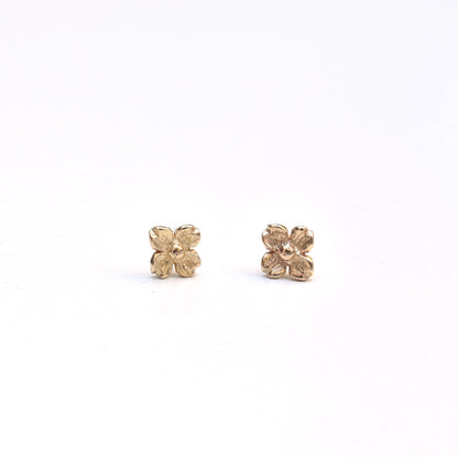 Dogwood Blossom Earrings, Tiny Gold